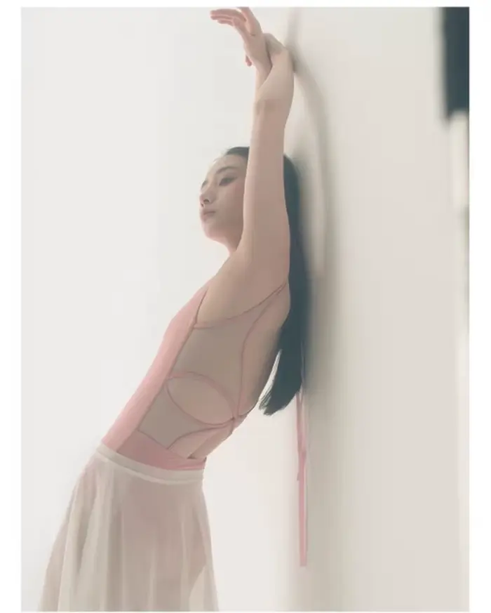 EI-Ling 2.0 – body de Ballet nacré papillon, petit col en v de style français pour la danse et le Yoga