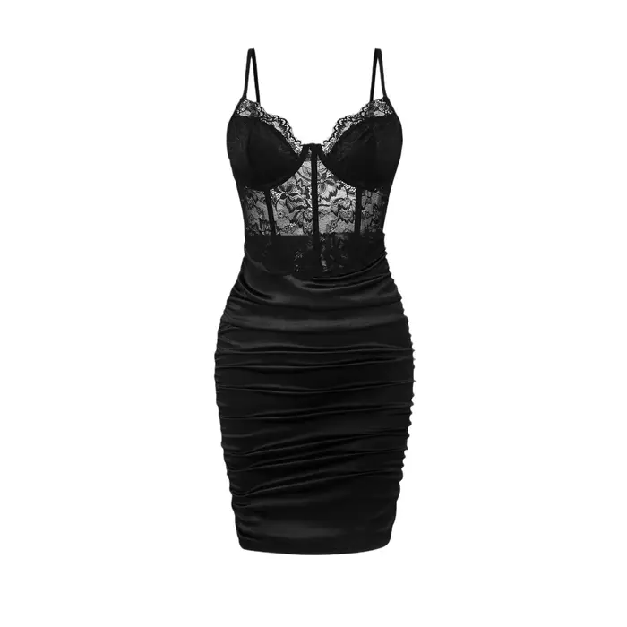 Camisole en polyester et élasthanne pour femmes junior, style sexy et club, col en V, broderie, motif floral, silhouette gaine, mini et au-dessus du genou, sans manches, ajustement mince, fermeture pull