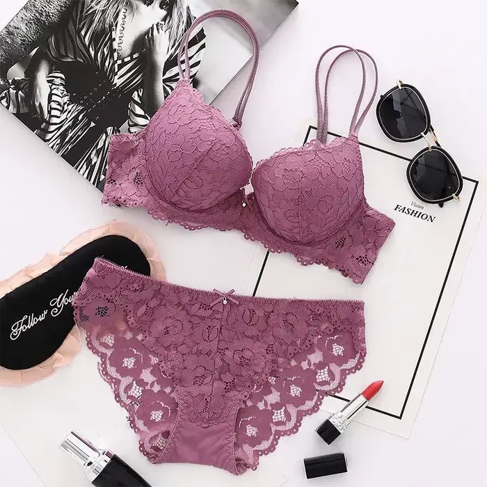 Sexy podprsenkový set pre ženy Push Up Lenceria Mujer s kosticami Langerie dievča Bralette podprsenka a nohavičky Feminina čipka Underwe