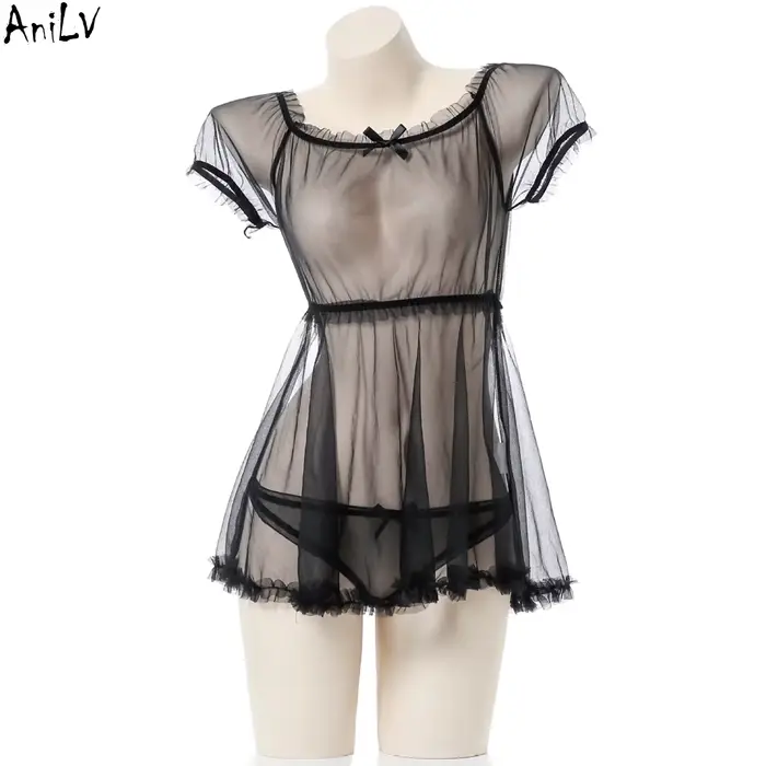 AniLV femmes Sexy chemise de nuit transparente nuit de mariage mariée chemise de nuit érotique pyjamas Flirt tentation Lingerie robe Costumes