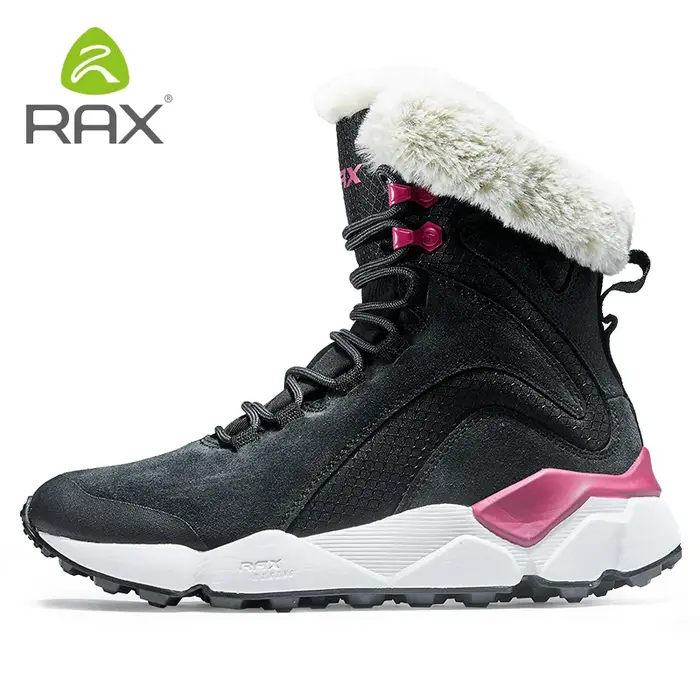 RAX – bottes d'hiver en cuir avec fourrure pour femme, chaussures de neige Super chaudes, baskets de