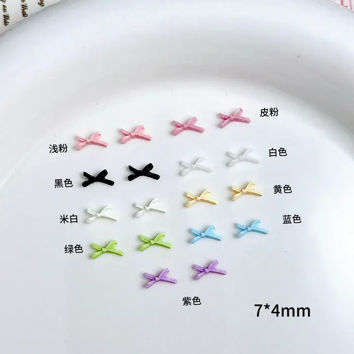8Styies arcs Design Nail Art accessoires couleurs mélangées arc Macaron dessin animé 3D ruban nœud p
