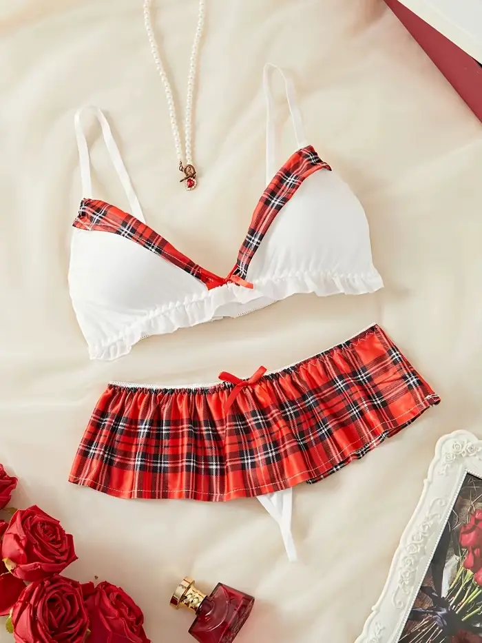 Ensemble de lingerie cosplay d'écolière marin, tenue de jeu de rôle uniforme marine avec volants, dentelle et nœuds
