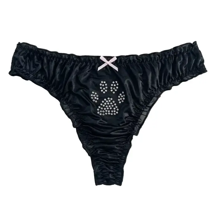 Culottes Lolita Patte de Chat Kawaii en Coton avec Strass, Strings Confortables Quotidiens, Slips Doux à Volants pour Fille