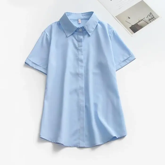 JMPRS grande taille femmes chemise blanche été à manches courtes bureau dames noir boutonné hauts am
