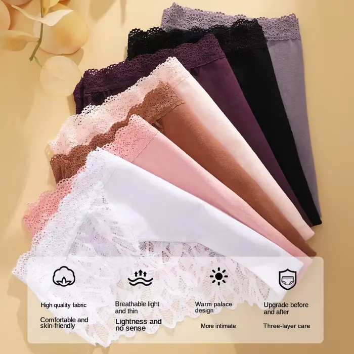 4 kusy / Set Sexy kvetinové čipky nohavičky ženy priedušné nohavičky perspektíva nízky pás Sexy spodná bielizeň Mäkká žena jednofarebné spodné prádlo