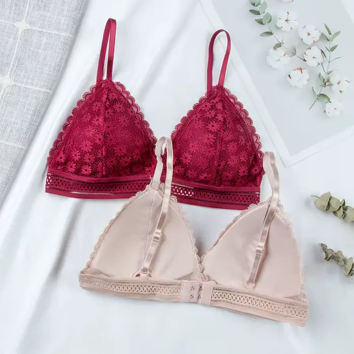Dámske kvetinové čipky push-up podprsenky, mäkké polstrované podprsenky, sexy a trendy spodná bielizeň pre malé prsia