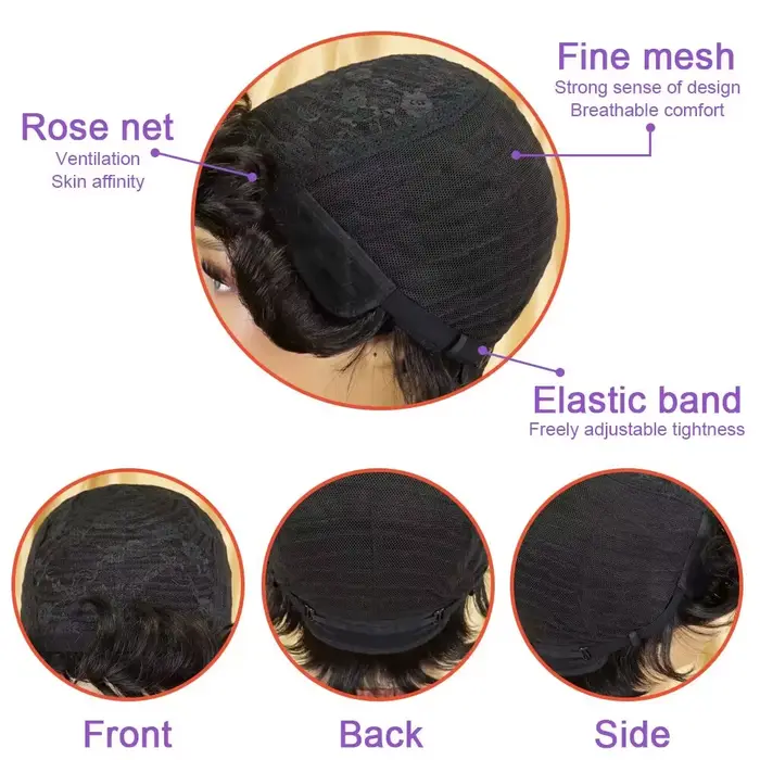 Perruque Glamorous Vague Crépue Afro Pixie Pour Femme Occasions Spéciales Cheveux Humains