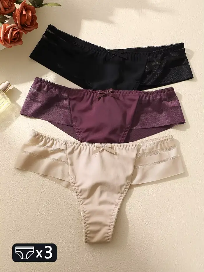 FINETOO 3 kusy ženy čipky duté spodné prádlo Sexy priedušné nízke pasy žabky žena úsek pohodlie Spodná bielizeň Bikini nohavičky