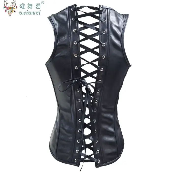 Corset sous-poitrine en cuir Steampunk pour femme, sexy, cincher de taille gothique à lacets, avec boucle en acier, lingerie sculptante amincissante
