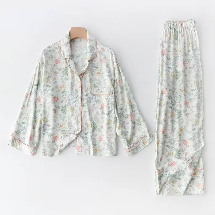 Pyjama imprimé en Satin pour femmes, ensemble deux pièces, pantalon à manches longues, en Viscose, d