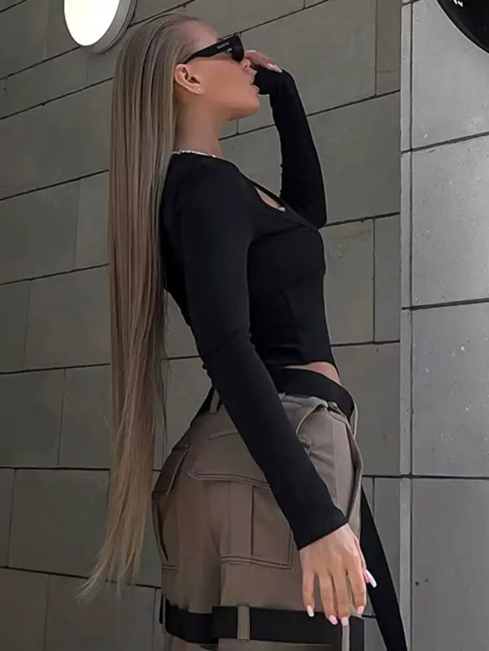 Sexy zmiešané polyesterové body s výstrihom pre ženy, slim fit, klubový štýl, jarné leto