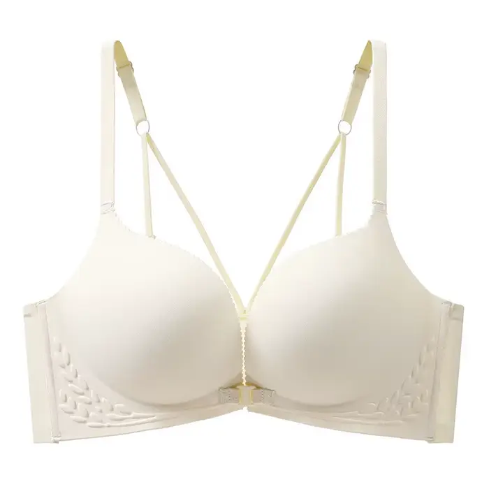 Soutien-gorge sexy avec petits seins pour femme, bouton avant, beau dos, sans couture, poitrine plat