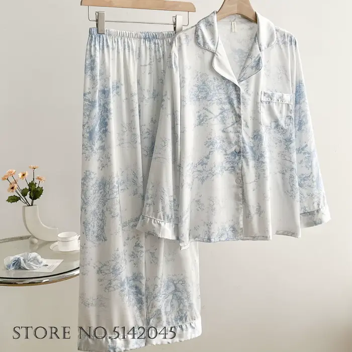 Ensemble de pyjama en dentelle de satin blanc pour femme, garniture de mariée, vêtements de nuit de 