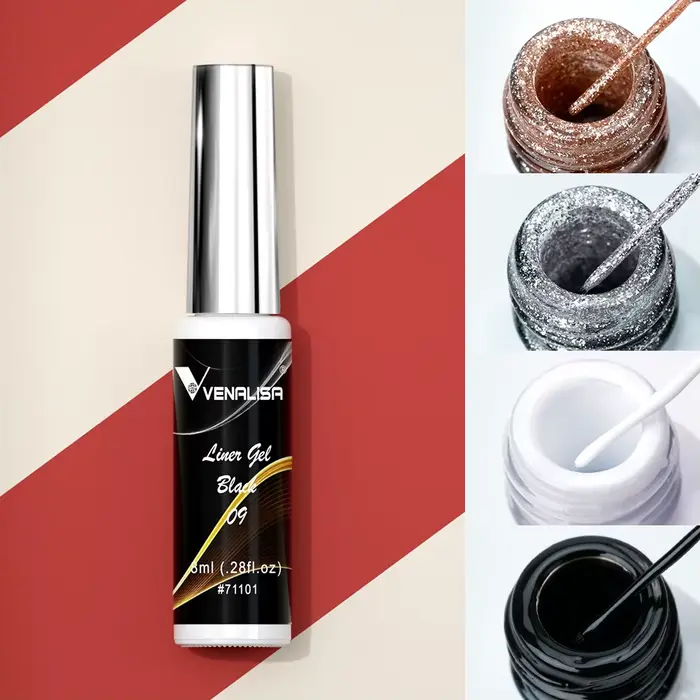 Venalisa Liner Gél 8ml nechtový lak UV LED gélová farba na nechty Nail Art Design nádherné trblietky