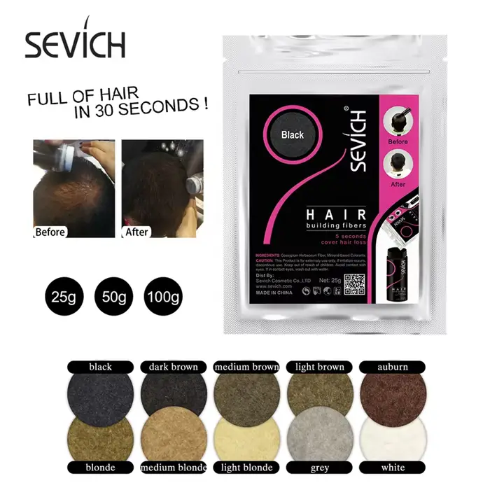 Sevich 500g fibre de renforcement des cheveux 10 couleurs kératine poudres Fibers fibre de repousse 