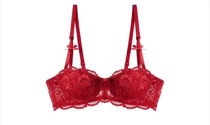 Vianočná čipkovaná podprsenka – Priesvitná čierna a červená bralette