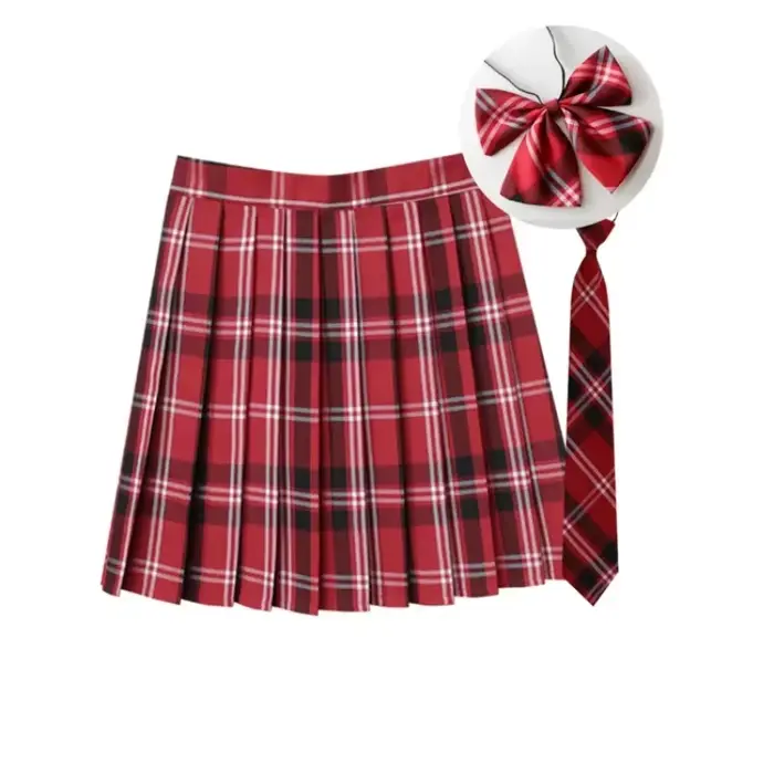 Jupe plissée à carreaux pour femmes, avec cravate, nœud papillon, jupe coréenne Jk, uniforme d'école