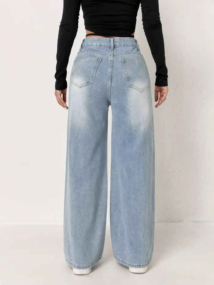 Jean pour femme Y2k, vêtements bleu clair, jambes larges, pantalon en Denim, ample, mode Simple, ext