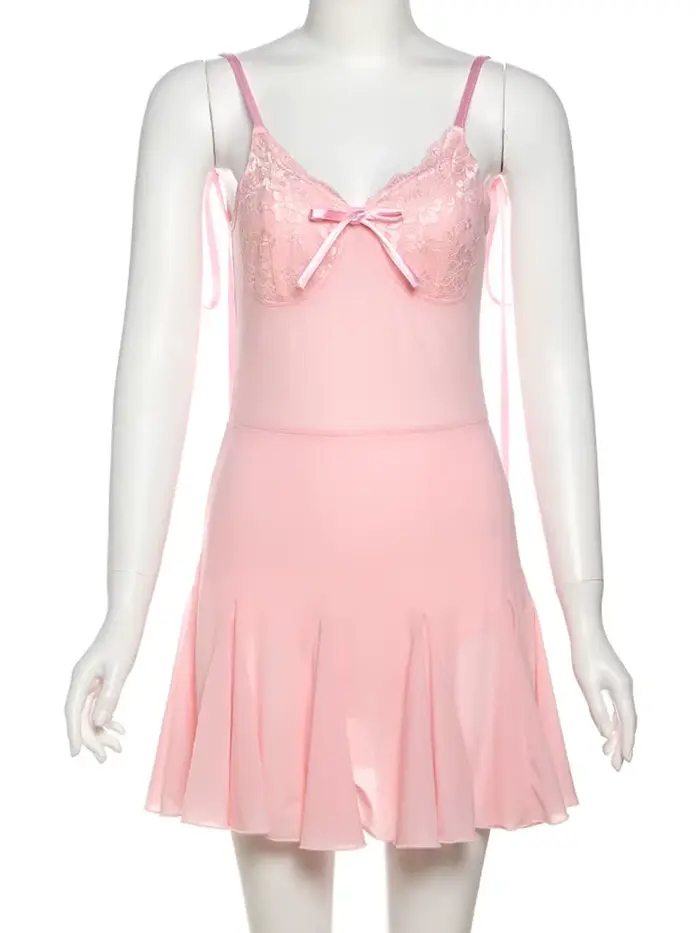Nibber mäkké čipky Patchwork šaty ženy bez chrbta luk čipky bez rukávov štíhle skladané pevné polnočné Clubwear Party Mini formovanie