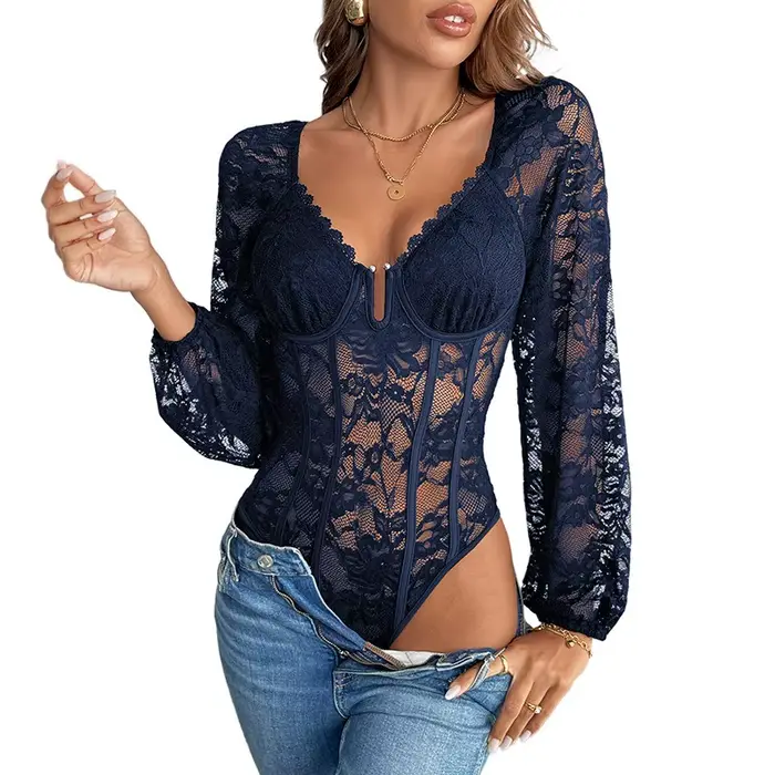 Nové Sexy čipka telo pre ženy, V-neck, čipka hranice, tvarovanie pohár, základné prekrytie Top, európsky a americký štýl, Dámske body