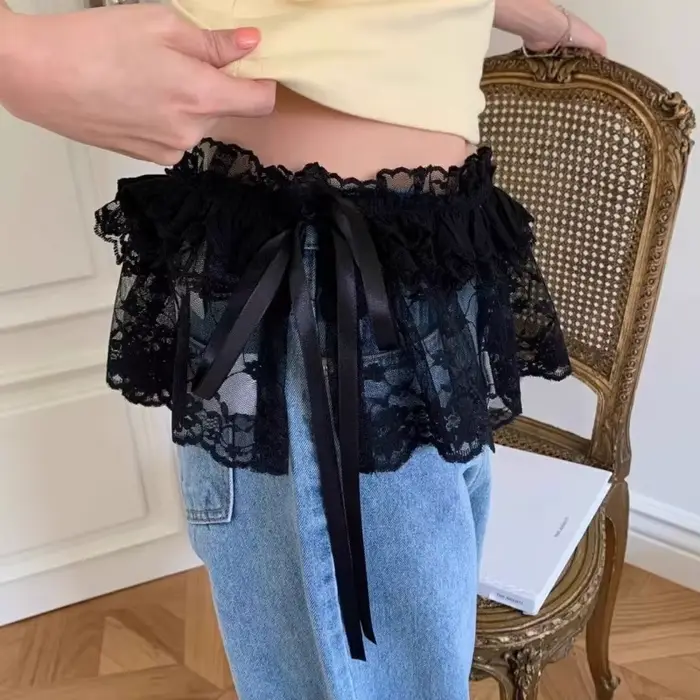 Mini jupes en dentelle pour femmes, élégantes, douces, Lolita, courtes, taille haute, Y2k, Streetwea