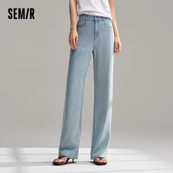 Jeans féminins Semir en lyocell à jambes larges, sensation de fraîcheur, coupe classique, confortable, polyvalent et flatteur pour femmes occasions estivales