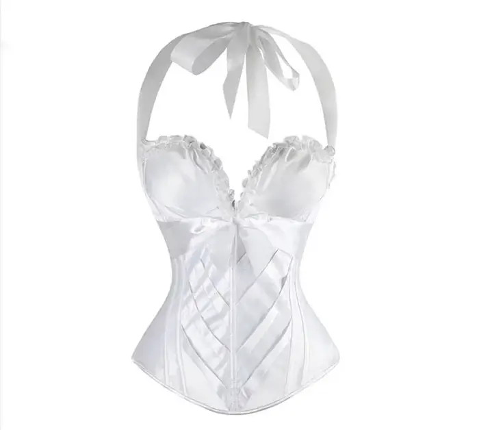 Burlesque Corsets et Bustiers Coupe Sexy Cprset Licou Satin Corset Avec Bretelles Grande Taille Overbust Corset Gilet Vintage