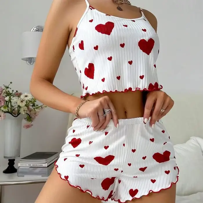 2-dielny set pre ženy pyžamo šortky kostým domáce oblečenie tlačené spodné prádlo Pijama Sexy Lingerie tielka nočná