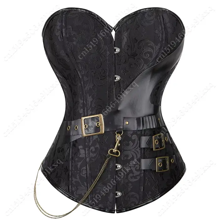 Bustier gothique vintage pour femmes, bustier steampunk, corset noir et brun, tenue d'Halloween, nouveau style années 90