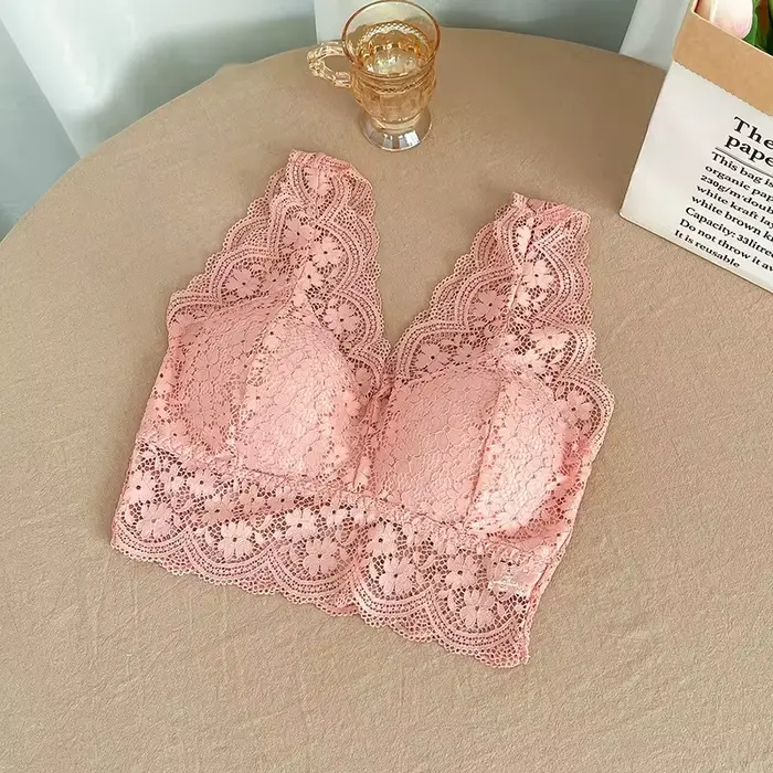 Dámska čipka podprsenka, hlboký V-Neck, Sexy spodná bielizeň, bezdrôtové, tielko, Dámske spodné prádlo, V-Back, polstrované Bralette, košieľka