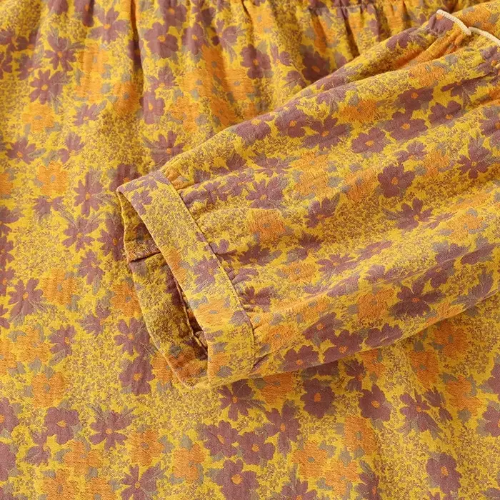 Retro žakárová bavlnená nočná košeľa pre ženy, jemná nočná košeľa, trojštvrťové rukávy, stredná dĺžka, jar a jeseň