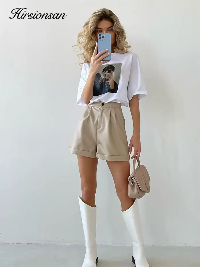 Hirsionsan – t-shirt imprimé Harajuku pour femme, haut décontracté, ample, à manches courtes, surdim