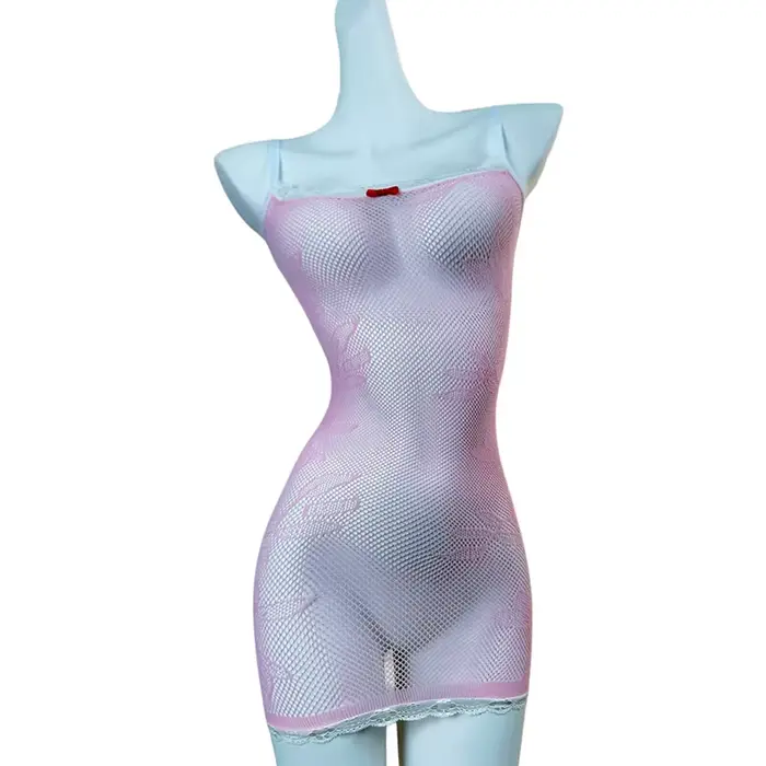 1 kus Sexy obtiahnuté priesvitné sieťované šaty pre ženy