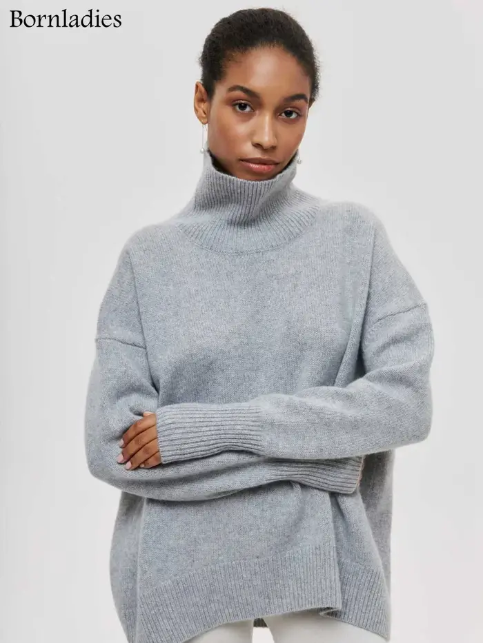 Bornladies-Pull à Col Roulé pour Femme, Vêtement Chaud, Décontracté, pour Automne et Hiver