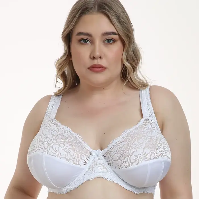 Elastanová a polyamidová nočná podprsenka s kvetinovou čipkou pre ženy plus veľkosti a šálky E F G H I špeciálne romantické príležitosti