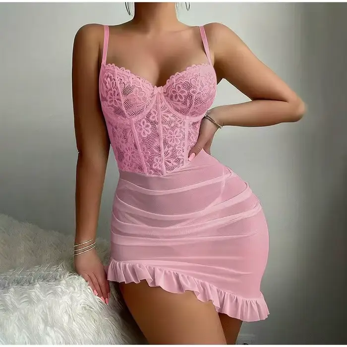 Nové dámske spodné prádlo, priehľadná nočná košeľa, podprsenka a tangá, jemná nočná košeľa, sexy čipka spodná bielizeň, romantický darček