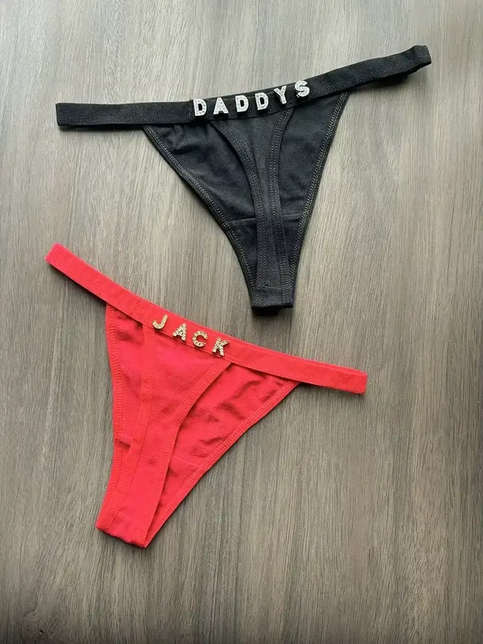 Personalizované String Meno Letter Crystal Tanga Sexy String Name Personalizované nohavičky Ženy nohavičky Dcéra Narodeniny Valentína darček