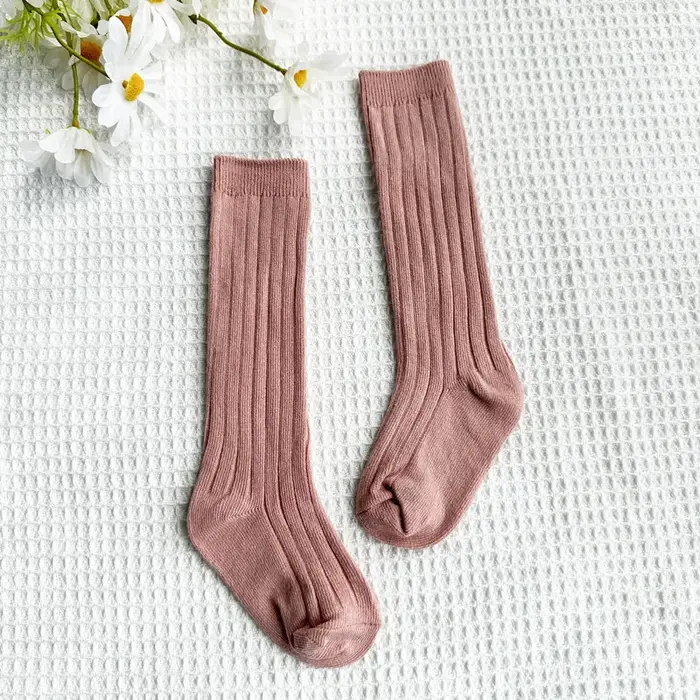 Chaussettes longues hautes en coton pour bébés garçons et filles, chaussettes douces à rayures respi
