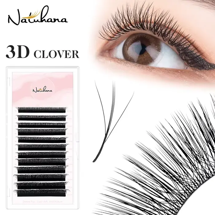 NATUHANA nové 3DW 3D Volume predpripravené mihalnice v tvare vejára W Štýl umelé visonové