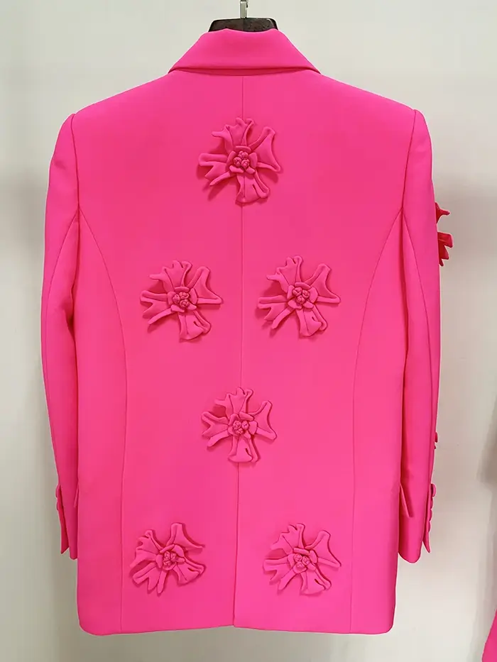 HIGH STREET Nouveauté 2026 Blazer long pour femme de créateur, à double boutonnage, avec appliques f