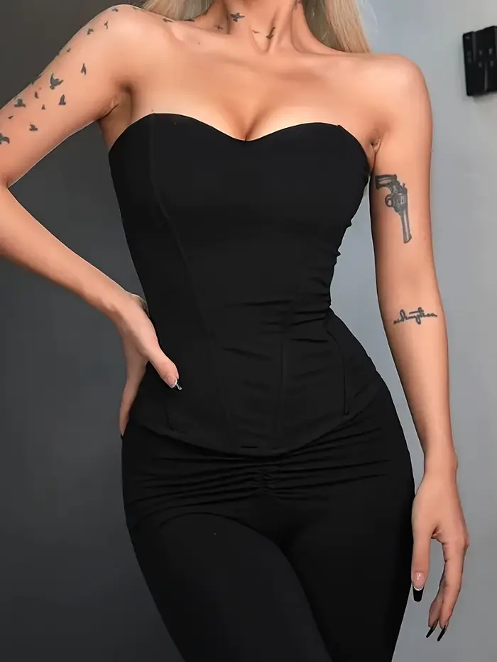 Top bustier femme élégant noir pour femmes occasions spéciales et quotidienne