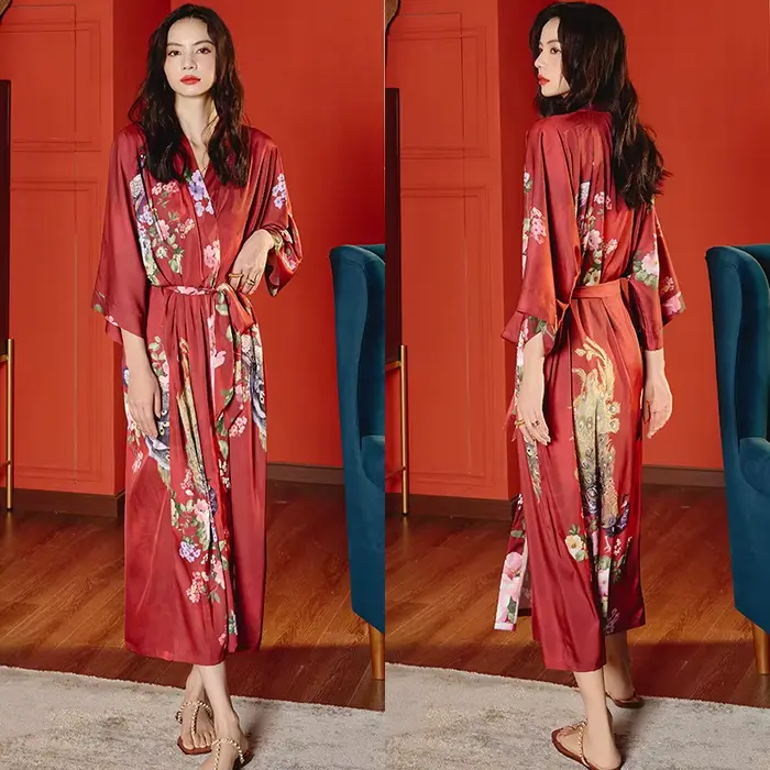 Peignoir Kimono de mariée pour femmes, vêtements de nuit, chemise de nuit décontractée, vêtements de