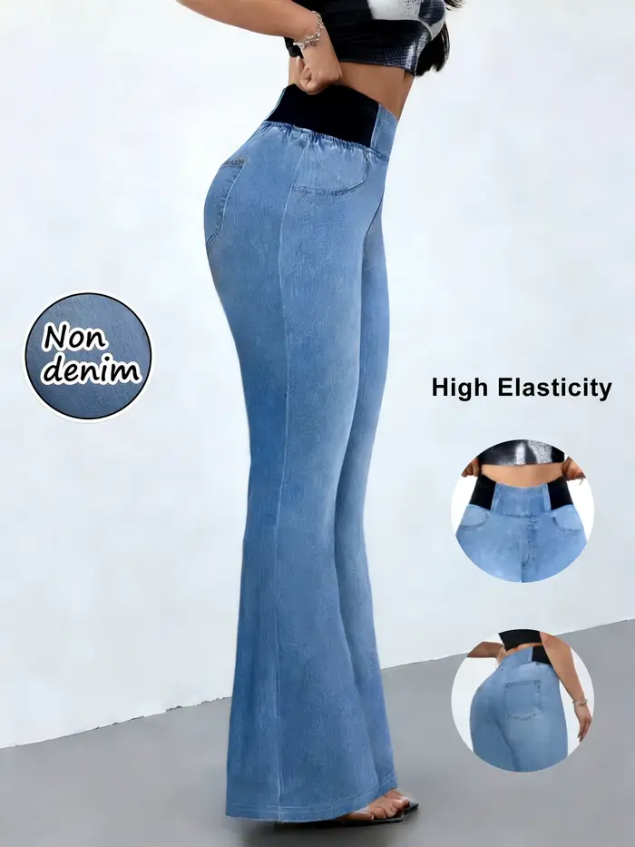 Džínsy do zvonu s vysokým pásom
