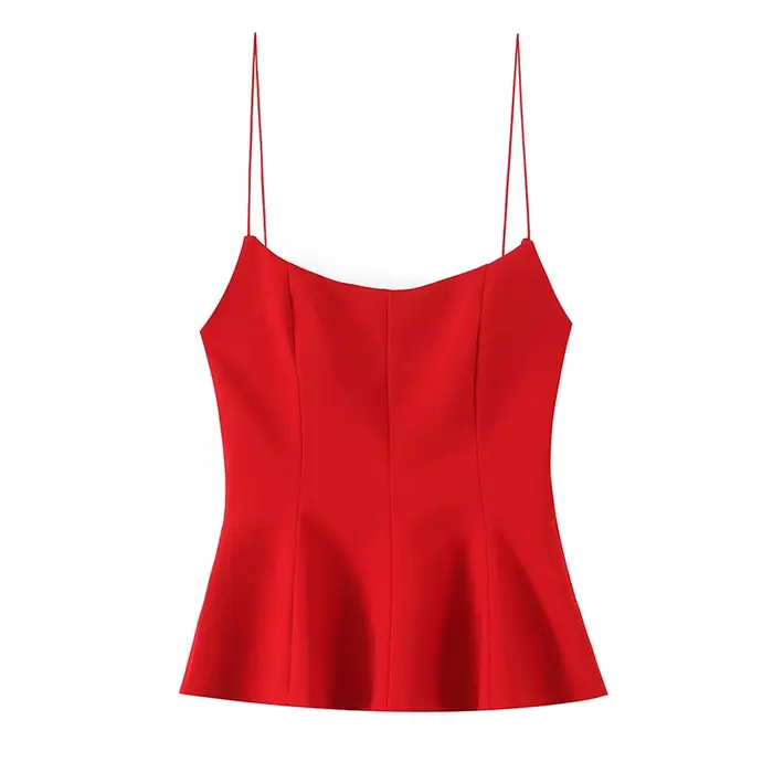 Willshela dámska móda pevné plisované otvorený chrbát bočný zips topy Vintage tenké ramienka hranatý výstrih žena Šik dáma