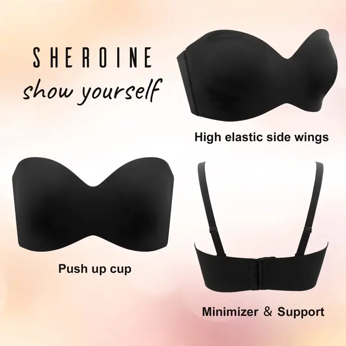 Soutien-gorge bandeau convertible sans bretelles antidérapant pour femmes taille B-G soutien complet invisible à armatures occassions spéciales jours quotidiens