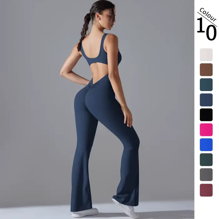 Combinaison Sexy dos en V pour femmes, ensemble de gymnastique, combinaison d'entraînement, de Yoga,