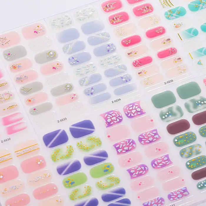 Autocollants pour ongles couleur Dopamine, 5 feuilles (80 pointes), sans cuisson, feuille/lignes 3D,