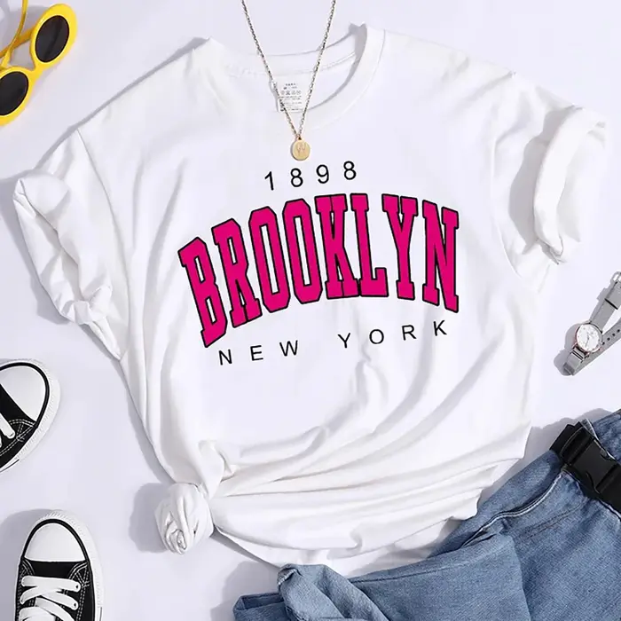 2024 Nouvel Été Femmes T-shirt 1898 Brooklyn New York Imprimé Manches Courtes T-Shirts Chaud Décontr