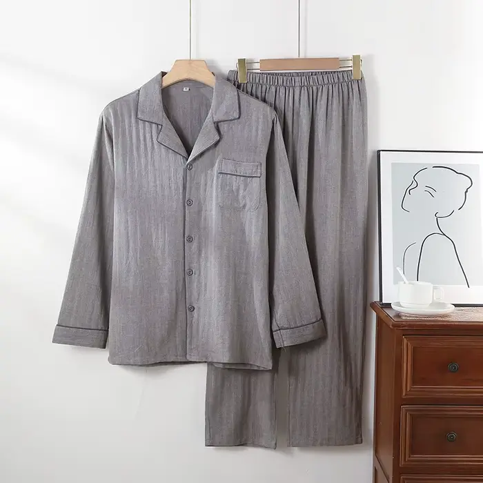 Štýlové japonské pyžamo pre ženy, mäkká bavlna, dlhé rukávy, členkové nohavice, V-neck, pohodlné na spanie a relaxáciu, špeciálne príležitosti
